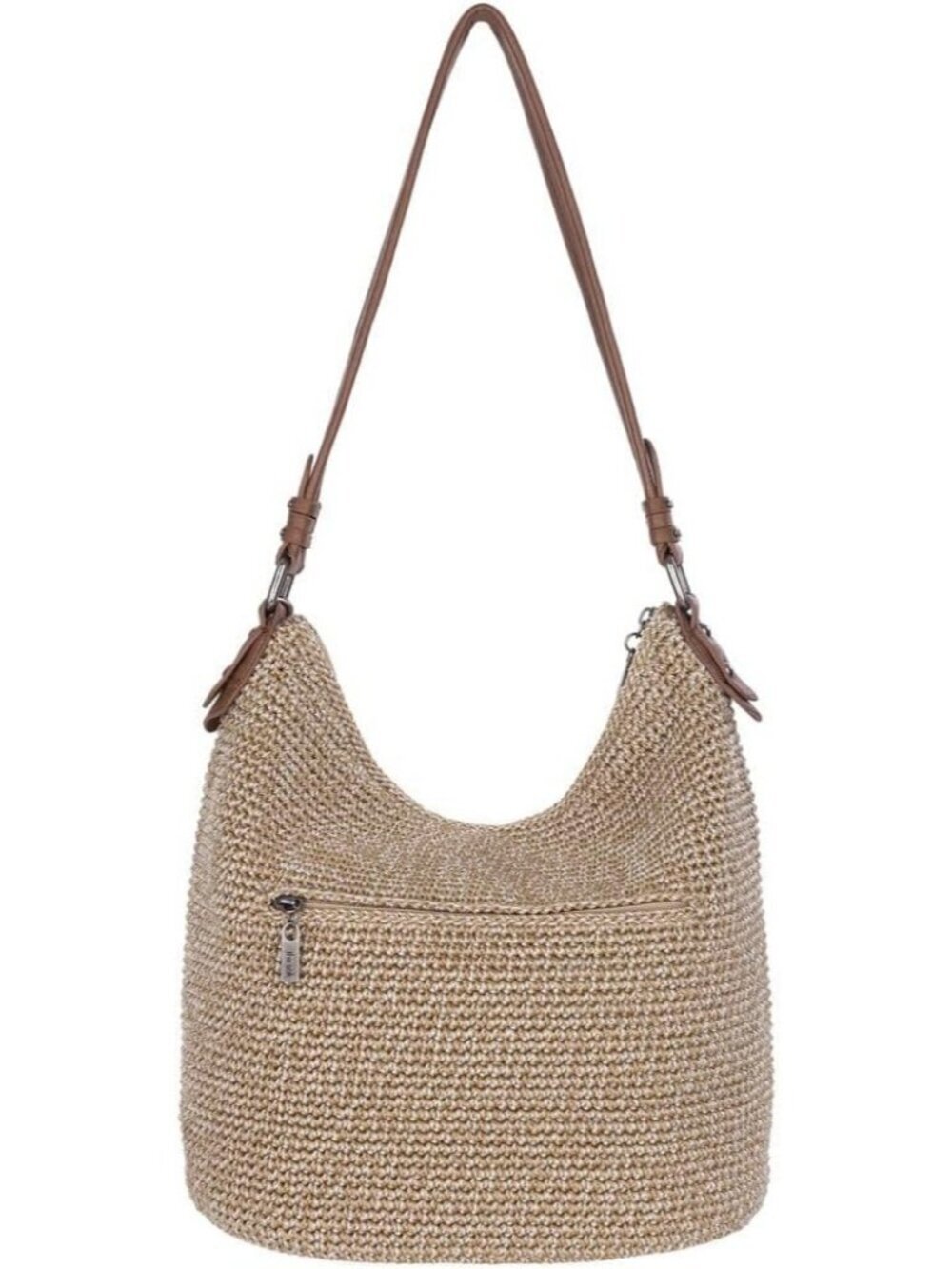 Women's Bamboo Static Hand Crochet Tote With Zipper Pocket Hobo Bag Purse - Picture 6 of 6